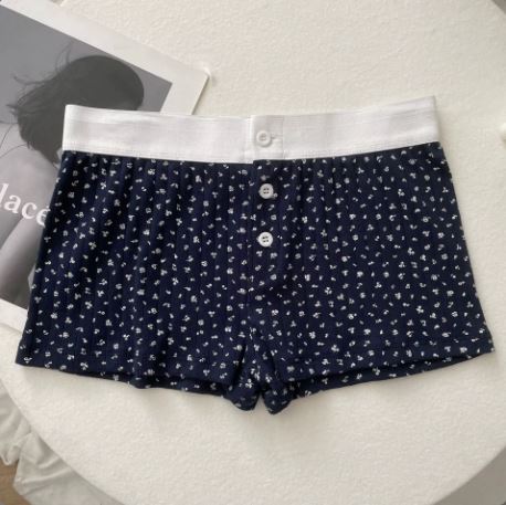 Navy Blue Pajama Bottoms W/ White flowers