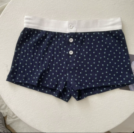 Navy Blue Pajama Bottoms W/ Blue flowers
