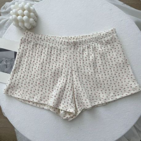 White Pajama Bottoms W/ Red flowers
